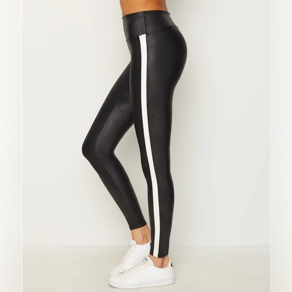 SPANX Faux Leather Side Stripe Leggings - Picture 2 of 12